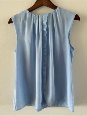 Marc Cain Light Blue Sleeveless Ruffle-Trim Blouse